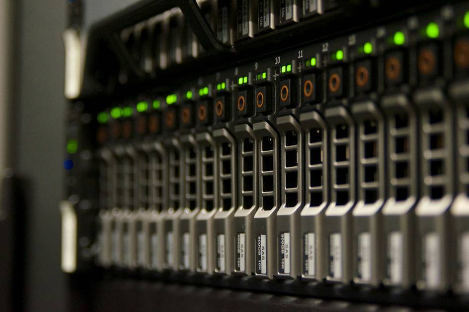 Secure server racks storing archived data with encryption visuals